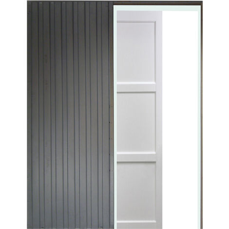 Porte Coulissante Korya Blanc 3 panneaux h204xl83 + Systeme Galandage + kit de finition inclus GD MENUISERIES - blanc-02