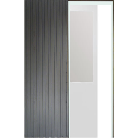 Porte Coulissante Modele Athena Style Atelier En Enrobe Gris Clair Largeur 73 + syst - gris_clair-12