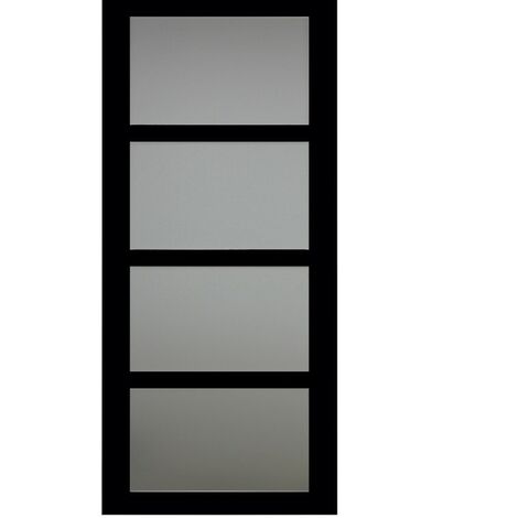 Porte Coulissante Modele Telia Vitrée Noir H204 x l.83 Avec Rail Aluminium bandeau noir &43 2 coquilles GD MENUISERIES - noir-01