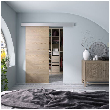 Porte coulissante OPTIMUM Noisette H 204 cm L 83 cm épaisseur 3,8 cm non percée