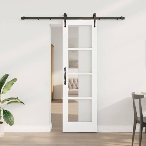 Porte coulissante-Porte intérieure Blanc 61 x 198.5 cm Bois et métal 602081