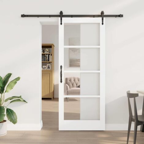 Porte coulissante-Porte intérieure Blanc 83 x 202 cm Bois et métal 459425