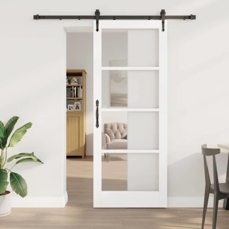 Porte coulissante-Porte intérieure Blanc 83 x 211 cm Bois et métal 858711