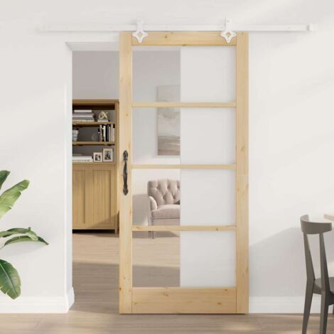 Porte Coulissante-Porte intérieure Marron 93 x 202 cm Bois et métal 916798