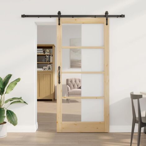 Porte Coulissante-Porte intérieure Marron 93 x 202 cm Bois et métal 999011