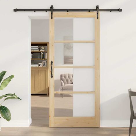 Porte Coulissante-Porte intérieure Marron 93 x 211 cm Bois et métal 160511