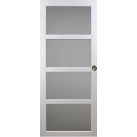 Porte Coulissante Tana Blanc Vitrée H204 X L83 Et 2 Coquilles