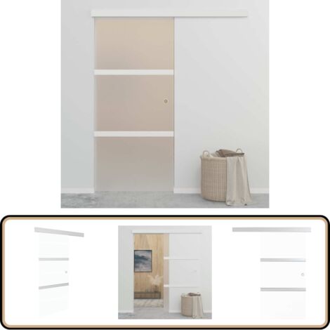 Porte coulissante Verre ESG et aluminium 90x212 cm Argenté - Porte Coulissante - Porte En Verre - Porte Moderne - Portes Intérieures - Séparation Pièce