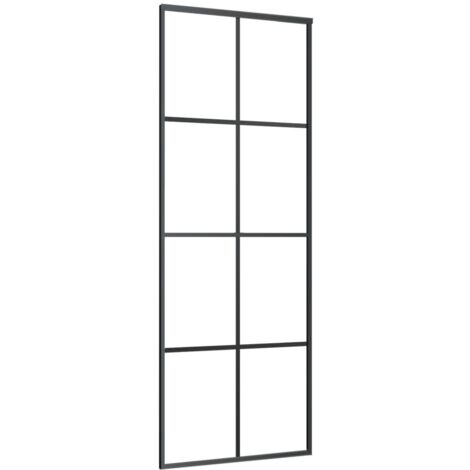 Porte coulissante，Porte intérieure，Porte d'entrée Aluminium et verre ESG 76x205 cm Noir CFW60593