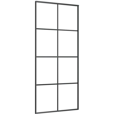 Porte coulissante，Porte intérieure，Porte d'entrée Aluminium et verre ESG 90x205 cm Noir CFW71892