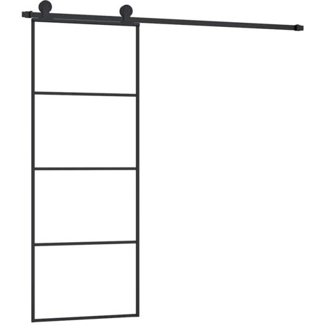 Porte coulissante，Porte intérieure，Porte d'entrée avec kit de quincaillerie 76x205 cm Verre ESG CFW69135