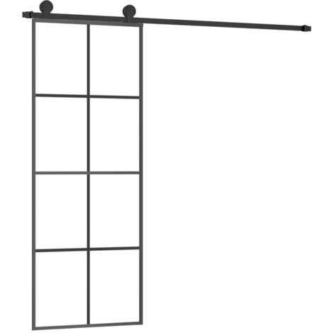Porte coulissante，Porte intérieure，Porte d'entrée avec kit de quincaillerie 76x205 cm Verre ESG CFW98821
