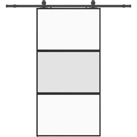Porte coulissante，Porte intérieure，Porte d'entrée avec kit de quincaillerie noir 102,5x205 cm CFW34332