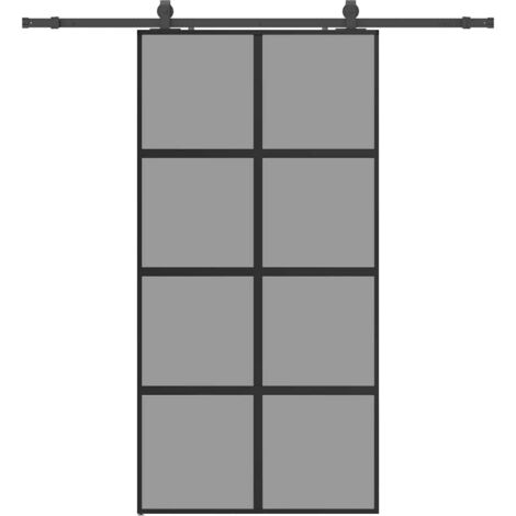 Porte coulissante，Porte intérieure，Porte d'entrée avec kit de quincaillerie noir 102,5x205 cm CFW58136