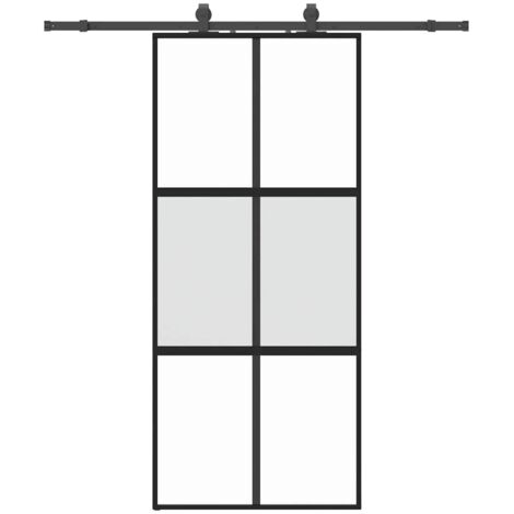 Porte coulissante，Porte intérieure，Porte d'entrée avec kit de quincaillerie noir 90x205 cm CFW17568