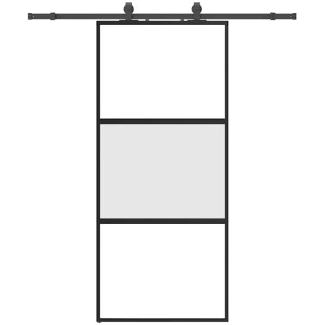Porte coulissante，Porte intérieure，Porte d'entrée avec kit de quincaillerie noir 90x205 cm CFW24105