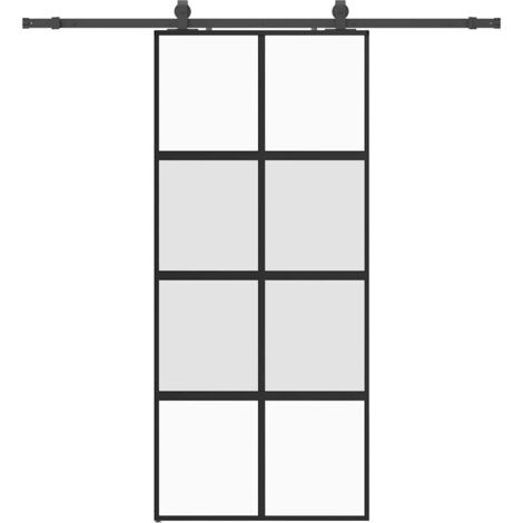 Porte coulissante，Porte intérieure，Porte d'entrée avec kit de quincaillerie noir 90x205 cm CFW38463