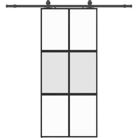 Porte coulissante，Porte intérieure，Porte d'entrée avec kit de quincaillerie noir 90x205 cm CFW38915