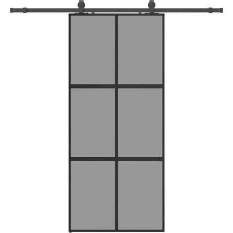 Porte coulissante，Porte intérieure，Porte d'entrée avec kit de quincaillerie noir 90x205 cm CFW39007