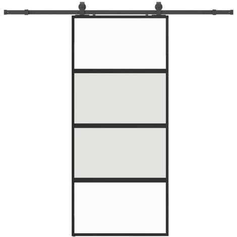 Porte coulissante，Porte intérieure，Porte d'entrée avec kit de quincaillerie noir 90x205 cm CFW41261