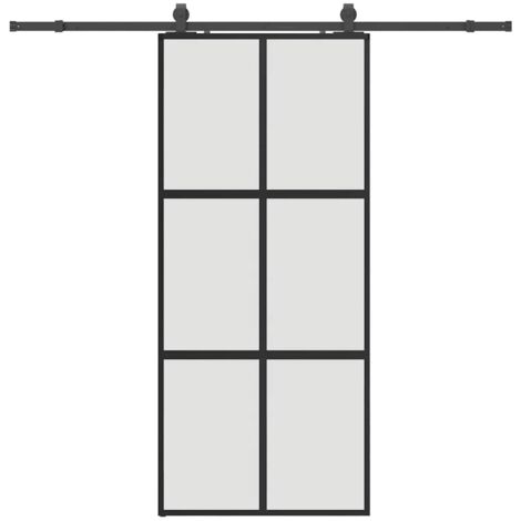 Porte coulissante，Porte intérieure，Porte d'entrée avec kit de quincaillerie noir 90x205 cm CFW49942