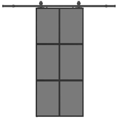 Porte coulissante，Porte intérieure，Porte d'entrée avec kit de quincaillerie noir 90x205 cm CFW50956