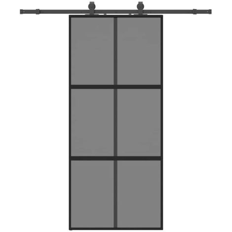 Porte coulissante，Porte intérieure，Porte d'entrée avec kit de quincaillerie noir 90x205 cm CFW59289