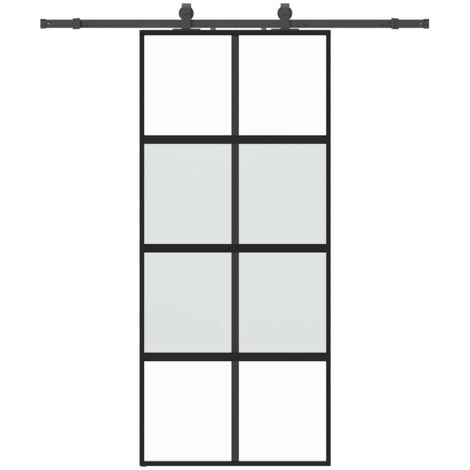 Porte coulissante，Porte intérieure，Porte d'entrée avec kit de quincaillerie noir 90x205 cm CFW60269