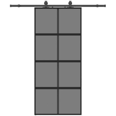 Porte coulissante，Porte intérieure，Porte d'entrée avec kit de quincaillerie noir 90x205 cm CFW71790