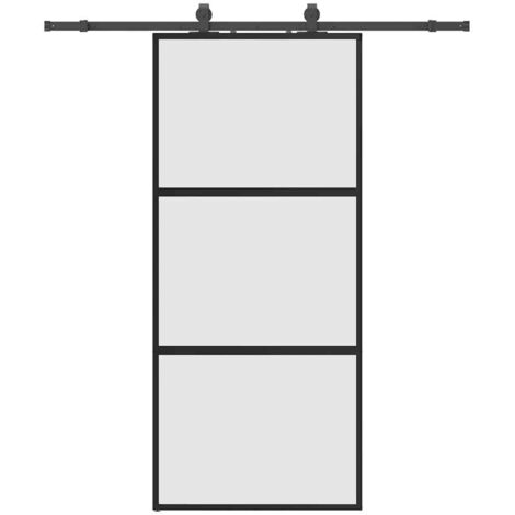 Porte coulissante，Porte intérieure，Porte d'entrée avec kit de quincaillerie noir 90x205 cm CFW73601