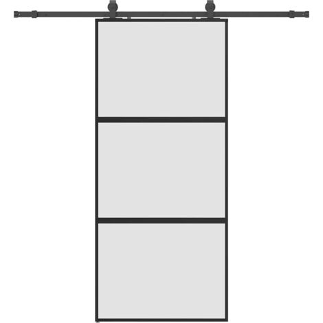 Porte coulissante，Porte intérieure，Porte d'entrée avec kit de quincaillerie noir 90x205 cm CFW83234
