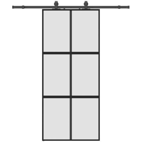 Porte coulissante，Porte intérieure，Porte d'entrée avec kit de quincaillerie noir 90x205 cm CFW84495