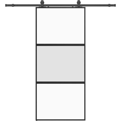 Porte coulissante，Porte intérieure，Porte d'entrée avec kit de quincaillerie noir 90x205 cm CFW84745