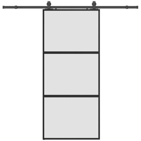 Porte coulissante，Porte intérieure，Porte d'entrée avec kit de quincaillerie noir 90x205 cm CFW91086