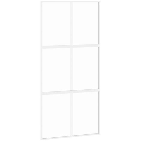 Porte coulissante，Porte intérieure，Porte d'entrée blanc 102,5x205 cm verre trempé aluminium CFW62577