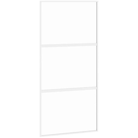 Porte coulissante，Porte intérieure，Porte d'entrée blanc 102,5x205 cm verre trempé aluminium CFW76760