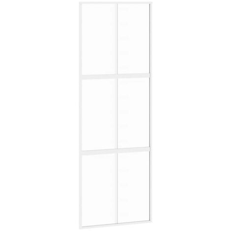 Porte coulissante，Porte intérieure，Porte d'entrée blanc 76x205 cm verre trempé aluminium CFW50007