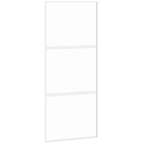 Porte coulissante，Porte intérieure，Porte d'entrée blanc 90x205 cm verre trempé aluminium CFW10242