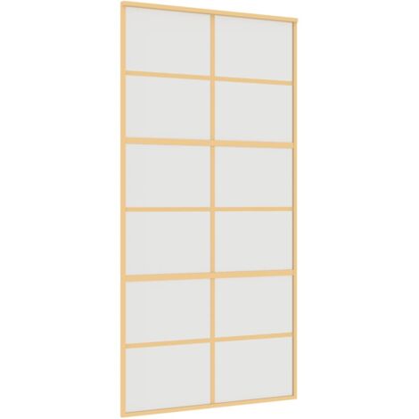 Porte coulissante，Porte intérieure，Porte d'entrée doré 102,5x205 cm verre ESG dépoli aluminium CFW35696