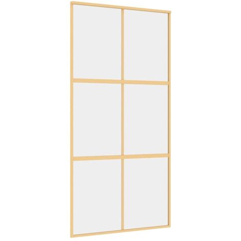 Porte coulissante，Porte intérieure，Porte d'entrée doré 102,5x205cm verre ESG clair et aluminium CFW49678