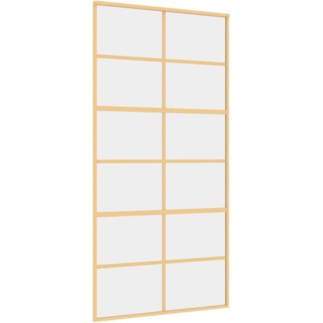 Porte coulissante，Porte intérieure，Porte d'entrée doré 102,5x205cm verre ESG clair et aluminium CFW59668