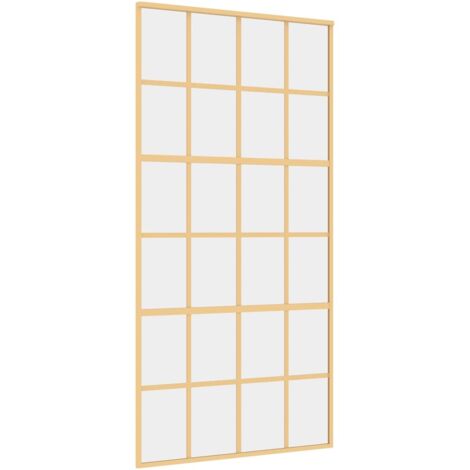 Porte coulissante，Porte intérieure，Porte d'entrée doré 102,5x205cm verre ESG clair et aluminium CFW91558