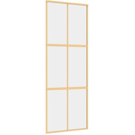 Porte coulissante，Porte intérieure，Porte d'entrée doré 76x205 cm verre ESG clair et aluminium CFW22367
