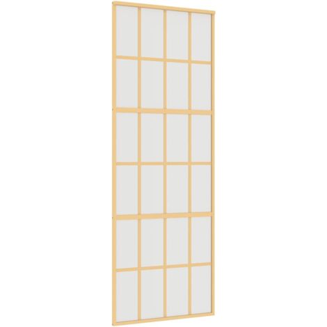 Porte coulissante，Porte intérieure，Porte d'entrée doré 76x205 cm verre ESG dépoli et aluminium CFW12754