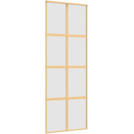 Porte coulissante，Porte intérieure，Porte d'entrée doré 76x205 cm verre ESG dépoli et aluminium CFW42347