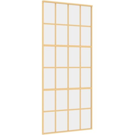 Porte coulissante，Porte intérieure，Porte d'entrée doré 90x205 cm verre ESG clair et aluminium CFW14809