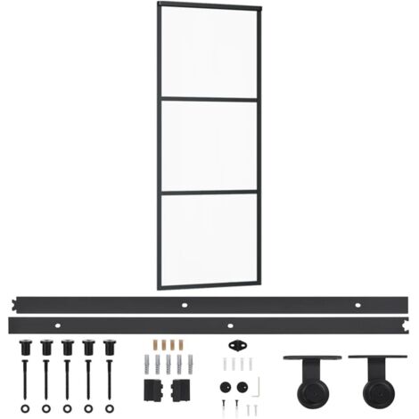 Porte coulissante，Porte intérieure，Porte d'entrée et quincaillerie ESG Verre/Aluminium 76x205cm CFW20373