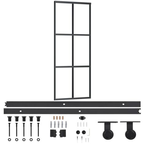 Porte coulissante，Porte intérieure，Porte d'entrée et quincaillerie Verre ESG/Aluminium 76x205cm CFW47944