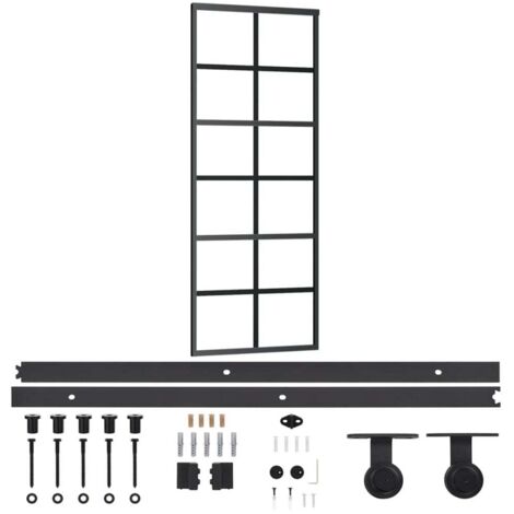 Porte coulissante，Porte intérieure，Porte d'entrée et quincaillerie Verre ESG/Aluminium 76x205cm CFW71295