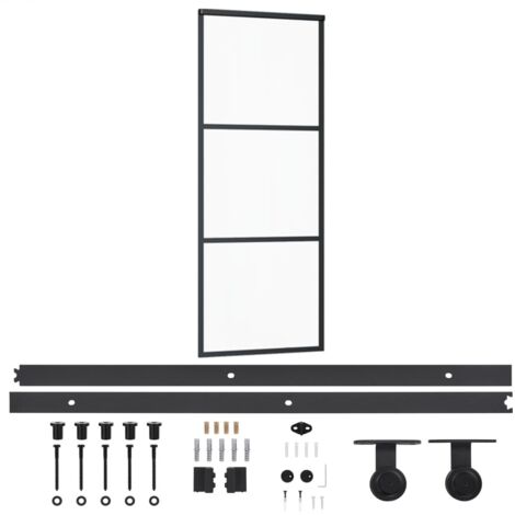 Porte coulissante，Porte intérieure，Porte d'entrée et quincaillerie Verre ESG/Aluminium 76x205cm CFW83466